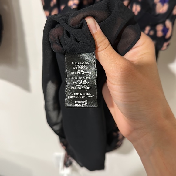 • Rebecca Taylor • Women’s Cheetah V Neck Silk Blend Dress Knee Length Black 2 - Picture 5 of 5